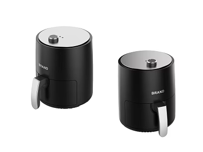 Black Kitchen Appliances Two Modern Air Fryers With Handle And Brand Design 3d model