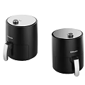 Black Kitchen Appliances Two Modern Air Fryers With Handle And Brand Design