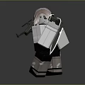 Lego Style Character In Armored Outfit With Pink Hair Weapon And Shield