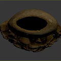 Hand Carved Decorative Sculpture With Cylindrical Body And Leaf Fruit Base