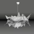 White Petal Shaped Fabric Chandelier With Modern Hanging Design Elements 3d model