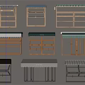 Various Storefront Awning Models With Different Colors And Structural Frame Designs 3d model