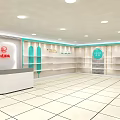 Modern Retail Store Interior With Shelves Display Counters And Layout Design 3d model