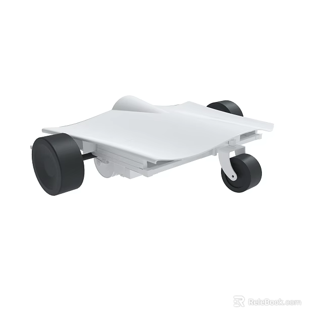 White Mobile Platform With Black Wheels And Flat Surface Structure Design 3d model 