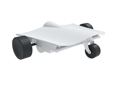 White Mobile Platform With Black Wheels And Flat Surface Structure Design 3d model
