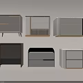Stylish Modern Bedside Tables In Gray And Brown With Different Designs 3d model