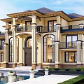 Elegant European Style Detached Villa With Grand Columns Balconies Large Windows And Swimming Pool