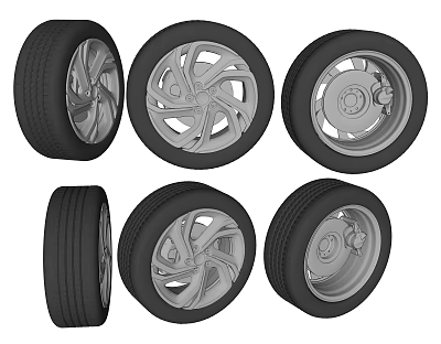 High Quality Vehicle Tires Showcasing Various Stylish Wheel Designs And Rims 3d model