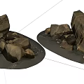 Natural Stone and Wood Samples with Small Rocks and Sand 3d model