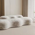 Modern Multi-person Sofa Modern Heterosexual Sofa Fluffy Multi-person Sofa Modern Side-table Vase Flower Art 3d model