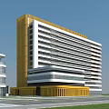 Modern Hospital Building Exterior Design With Yellow White Facade And Glass Windows