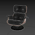Classic Black Leather Single Chair With Wooden Arms And Round Base Tufted Design