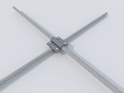 Sturdy Hardware Tools With Crossed Stainless Steel Cables And Metal Connector 3d model