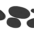 Black Oval Shaped Ottoman Set With Stitched Upholstery For Living Room Decor