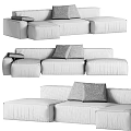 Modern Sectional Sofa with Light and Dark Gray Fabric and Comfortable Cushions