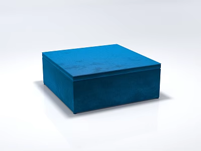 Modern Blue Velvet Square Footstool With Soft Surface On White Background 3d model