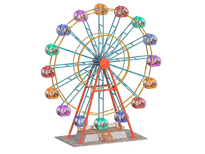 Outdoor Amusement Equipment Ferris Wheel With Colorful Cabins And Durable Support Base Structure 3d model