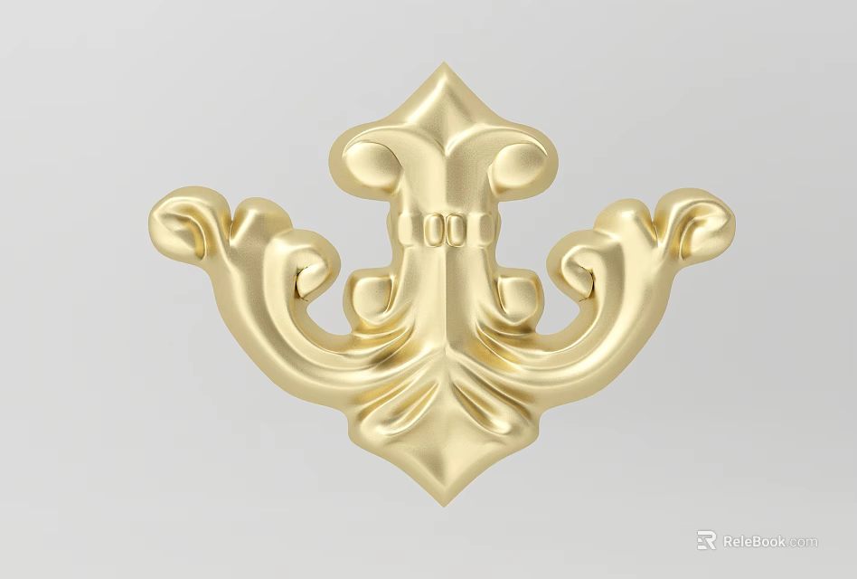 Golden Decorative Intricate Carved Design With Symmetrical Curved Metal Patterns Ornament 3d model 