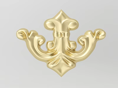 Golden Decorative Intricate Carved Design With Symmetrical Curved Metal Patterns Ornament 3d model