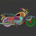 Vintage Rusted Red and Gray Motorcycle Featuring Classic Body Seat Exhaust and Wheels