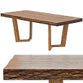 Wooden Dining Table With Natural Wood Grain Long Rectangular Shape And Modern Geometric Legs Design