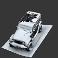 Black Jeep SUV Covered In Snow Standing In Winter Outdoor Snowy Scene