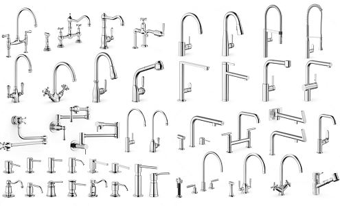 Modern faucet combination hardware components 3d model