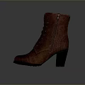 Fashionable Women's Brown Leather Lace Up Boots With Zipper And High Heel For Everyday Wear