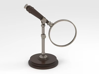 Vintage Magnifying Glass With Metal Stand And Wooden Base For Desktop Use 3d model