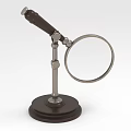 Vintage Magnifying Glass With Metal Stand And Wooden Base For Desktop Use