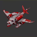 Red And White 3D Rendered Aircraft Model With Unique Wing Design And Engines