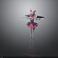 3D Anime Character With Pink Horns Black Wings And Demon Inspired Outfit