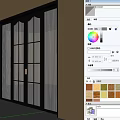 Modern Double Doors Interior Design With Black Frame Grid Glass And Ribbed Sides