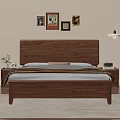 Cozy Bedroom With Wooden Headboard Bedding Blanket Nightstand Table Lamp Wall Art And Natural Light