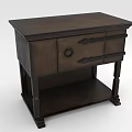 Dark Wooden Cabinet With Drawer And Lower Shelf Vintage Design
