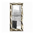 Elegant Gold Wavy Frame Mirror Reflecting City View And Indoor Furniture