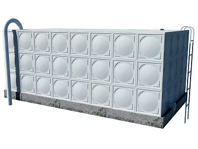 Industrial Water Storage Tank With White Panel Ladder And Pipeline Structure 3d model