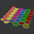 3D Hexagonal Terrain Model With Green Landscapes And Interconnected Hill Modules