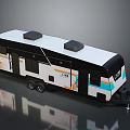 Modern LITE RV Trailer With White Black Orange Blue Accents And Roof Vents
