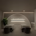 Therapeutic SPA Sauna Modern Interior With Massage Beds Green Plants And Soft Lighting