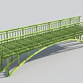 Green Bamboo Landscape Bridge With Arched Structure And Railings Design 3d model