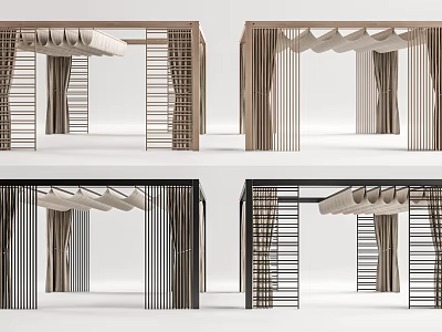 Modern Interior Partitions With Slatted Wooden And Metal Frame Designs for Home Decor 3d model