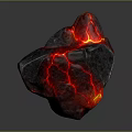 Red Shiny Glowing Luminous Rock With Bright Cracks On Dark Background 3d model