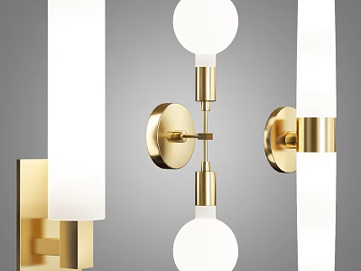 Modern Gold Wall Sconces With White Lampshade And Round Base Design 3d model