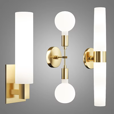 Modern Gold Wall Sconces With White Lampshade And Round Base Design 3d model