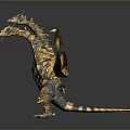 Majestic Three Headed Dragon Game Movie Character With Golden Black Wings And Mythical Design