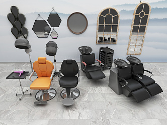 Modern barber chair beauty salon equipment 3d model