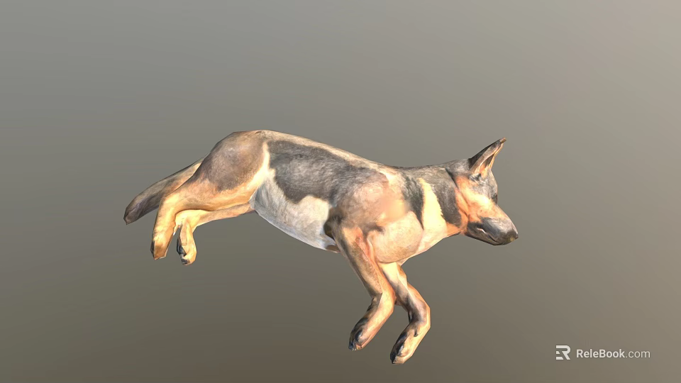 Realistic 3D Rendered Brown White Dog In Dynamic Running Pose 3d model 