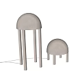 Two Modern Design Table Lamps With White Dome Shape And Slender Pillars Lighting 3d model