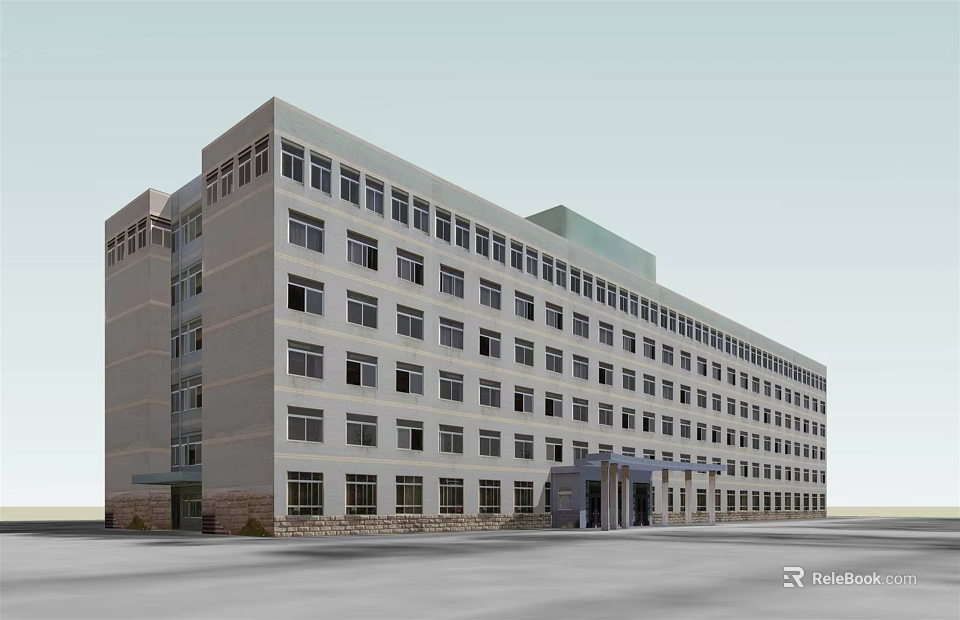 Modern Multi storey Office Building With Light Colored Exterior And Regular Windows 3d model
